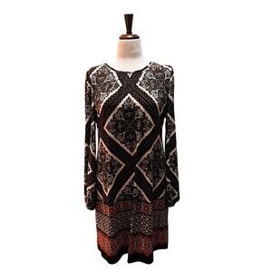 Tommy Hilfiger Womens Black/Red Paisley Shirtdress Long Sleeve Fall Plus Size 14